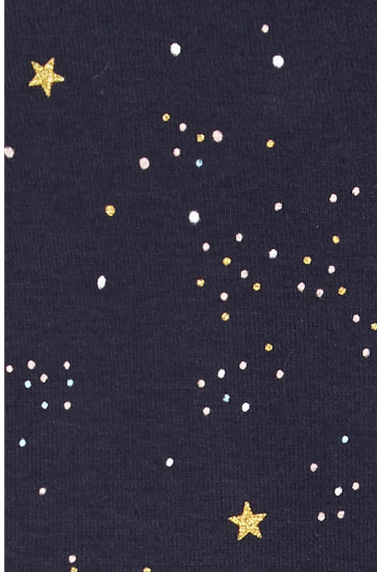 Star Print Organic Cotton Fitted One-Piece Pajamas, Alternate, color, NAVY