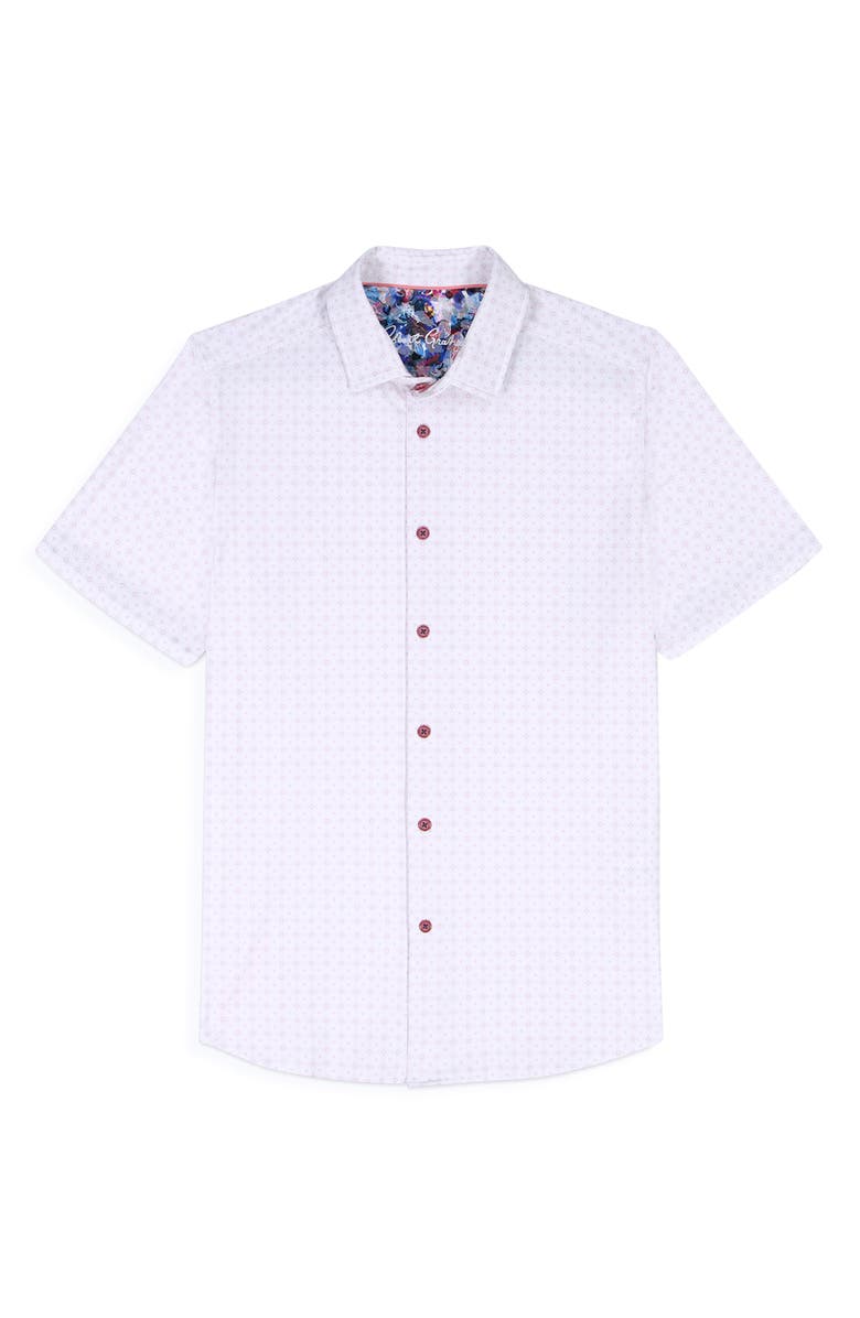 Robert Graham Brompton Knit Short Sleeve Button-Up Shirt, Alternate, color, Lilac