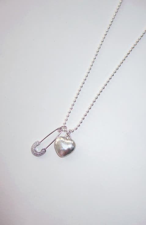 Mini Heart Pin Chain Necklace
