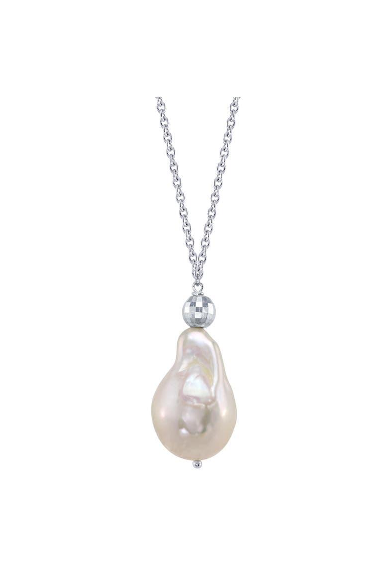 15mm White Freshwater Baroque Pearl Solitaire Designer Pendant, Main, color, Sterling Silver
