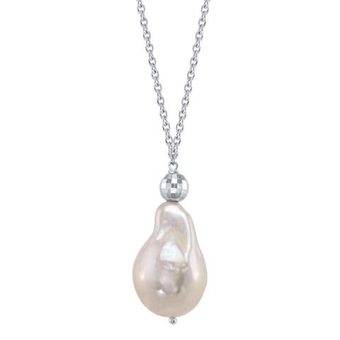 15mm White Freshwater Baroque Pearl Solitaire Designer Pendant