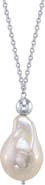 The Pearl Source 15mm White Freshwater Baroque Pearl Solitaire Designer Pendant