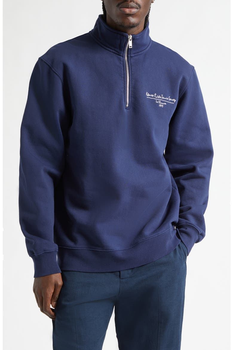 Public Chain Stitch Quarter Zip Fleece Sweatshirt, Main, color, NAVY