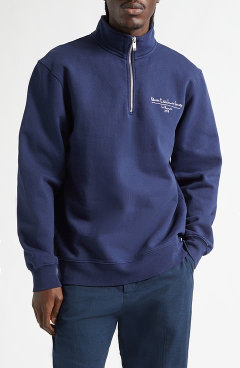 Public Chain Stitch Quarter Zip Fleece Sweatshirt