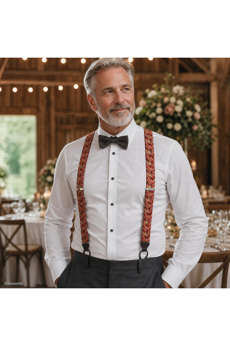 Phoenix Soaring Silk Button End Suspenders, Alternate, color, Orange