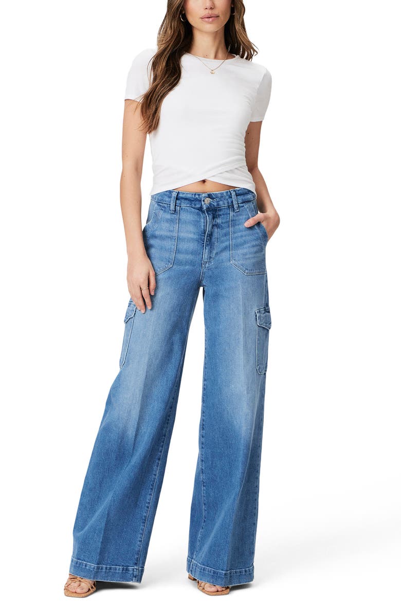 PAIGE Harper Utility Wide Leg Jeans, Alternate, color, Valen Distressed