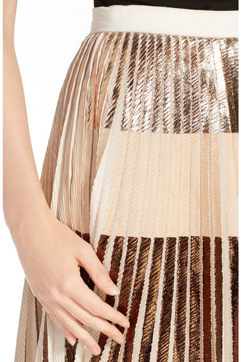 Proenza Schouler Knife Pleat Cloqué Skirt, Alternate, color, ROSE GOLD/ NUDE/ BRONZE