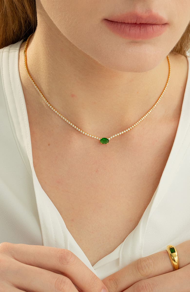 Bearfruit Jewelry Sterling Silver 18k Gold Plated Priscilla Emerald Necklace Holiday Gift Idea, Alternate, color, Gold