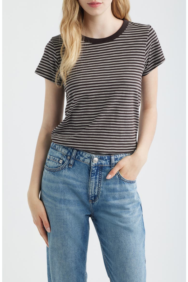 The Stripe Organic Pima Cotton Slub T-Shirt, Main, color, CHOCOLATE MULTI