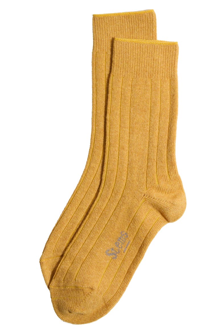 Luxe Merino Wool & Cashmere Blend Crew Socks, Main, color, OCHRE