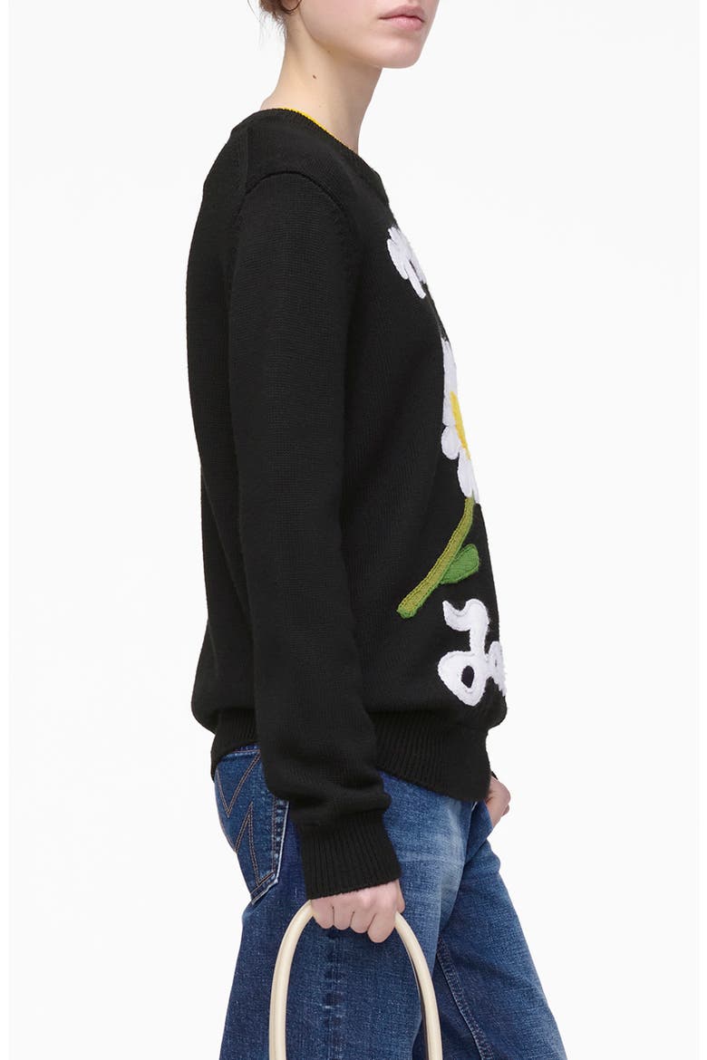Marc Is Joy Jacquard Merino Wool Crewneck Sweater, Alternate, color, BLACK