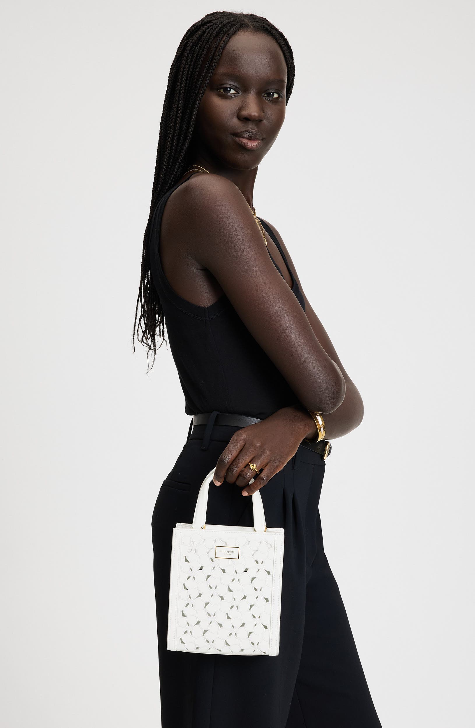 Kate Spade New York mini manhattan eyelet leather crossbody bag, Alternate, color, 