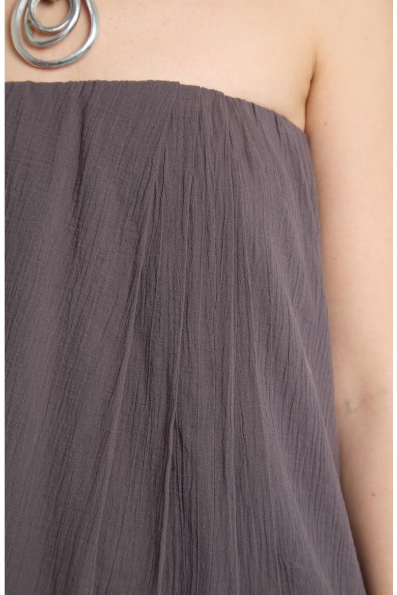 Asymmetric Hem Crinkle Bandeau Top, Alternate, color, GREY