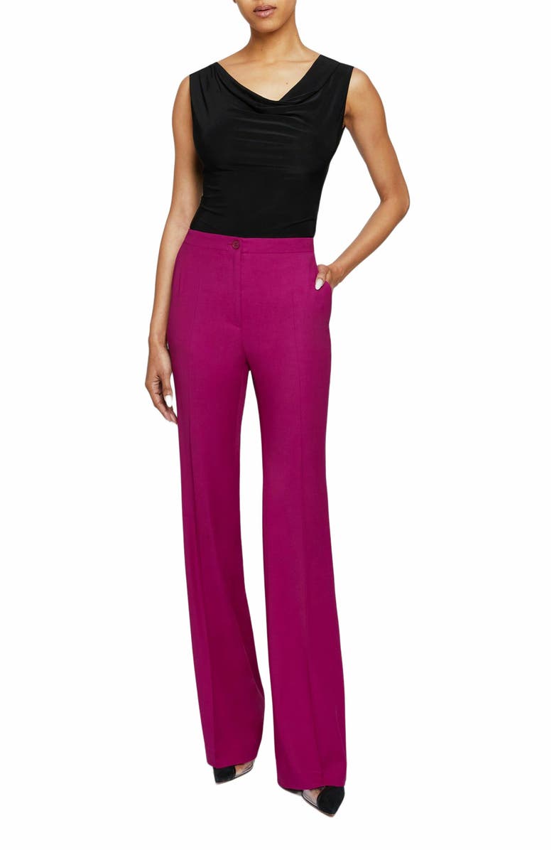 Santorelli BETH Mid-Rise Flared Pants in Virgin Wool Stretch, Main, color, 