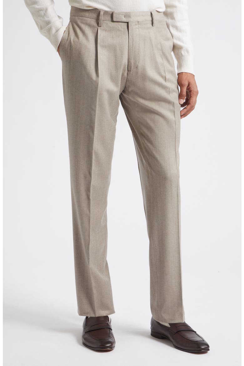 Herringbone Stretch Virgin Wool Suit, Main, color, BEIGE