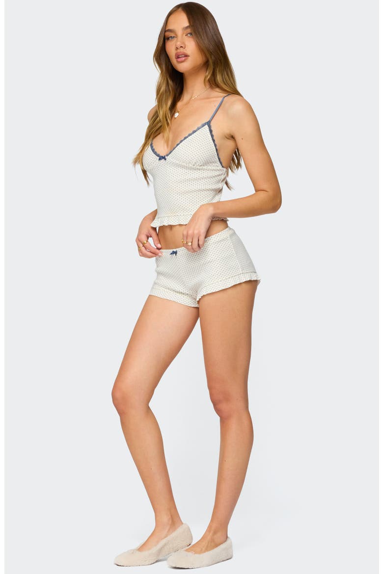 Avalon Dotted Ruffle Cotton Pointelle Microshorts, Alternate, color, WHITE