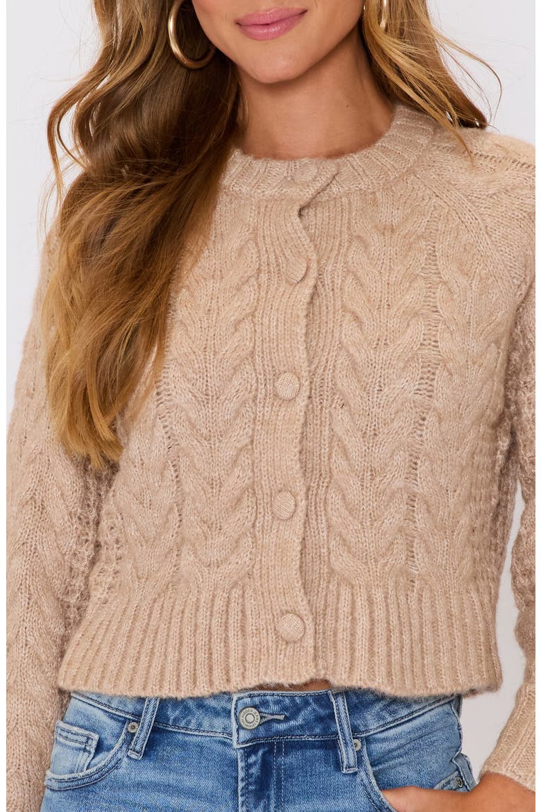 Harper Cable Knit Cardigan, Alternate, color, TAUPE