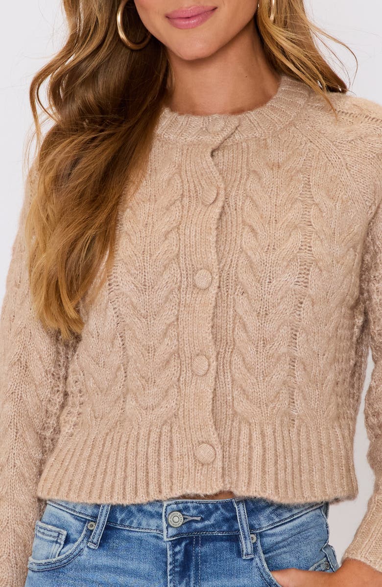 VICI Collection Harper Cable Knit Cardigan, Alternate, color, Taupe