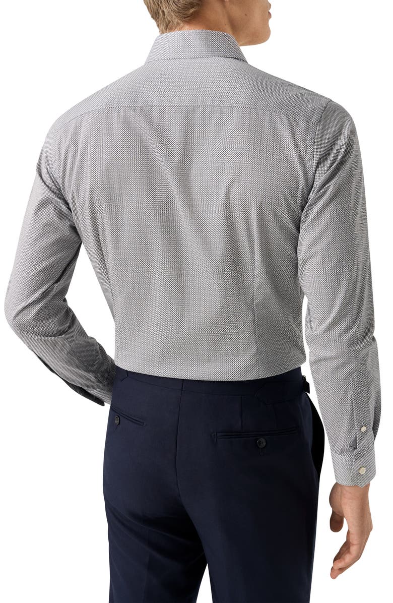 Eton Regular Fit Microprint Signature Cotton Twill Dress Shirt, Alternate, color, Navy
