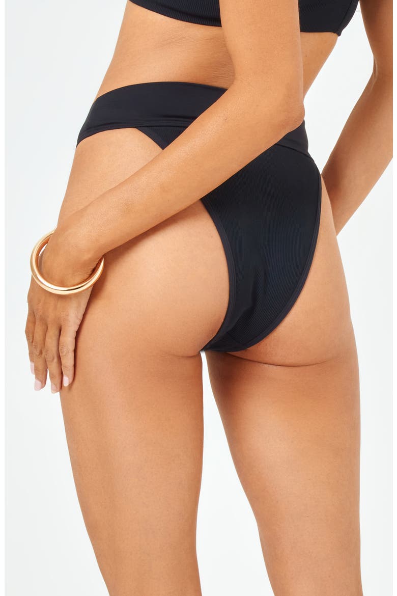 Lola Bitsy High Cut Bikini Bottoms, Alternate, color, BLACK