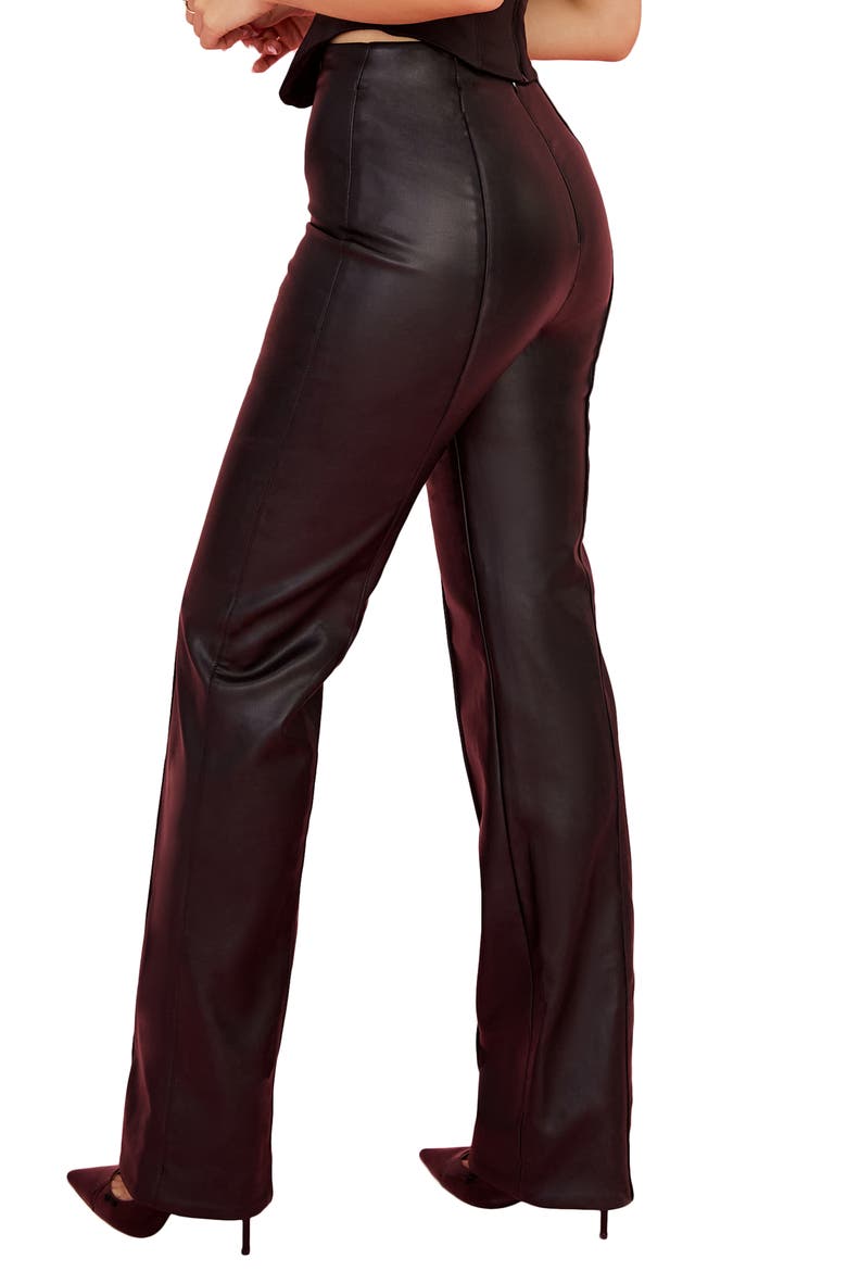 Elenaora Faux Leather Trousers, Alternate, color, BLACK