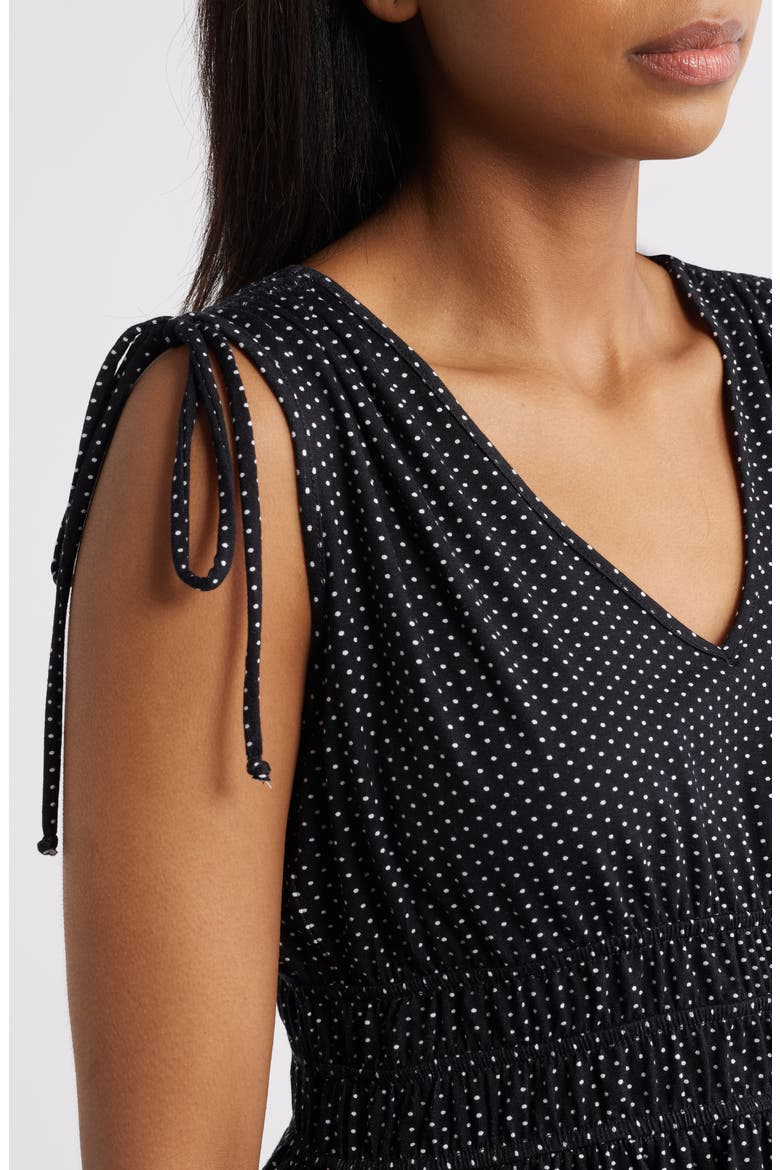 Polka Dot Peplum Top, Alternate, color, BLACK