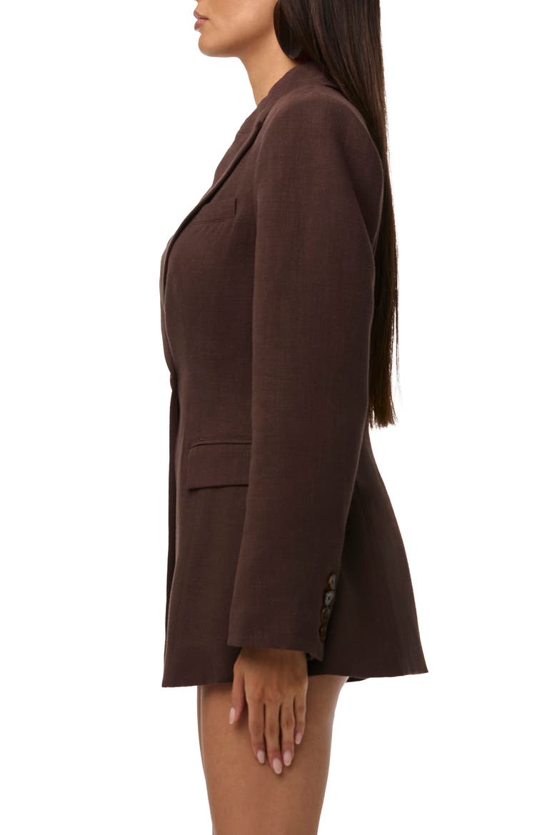 Fitted Power Shoulder Blazer, Alternate, color, DARK CHOCOLATE