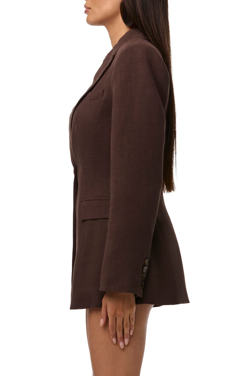 Naked Wardrobe Fitted Power Shoulder Blazer, Alternate, color, Dark Chocolate