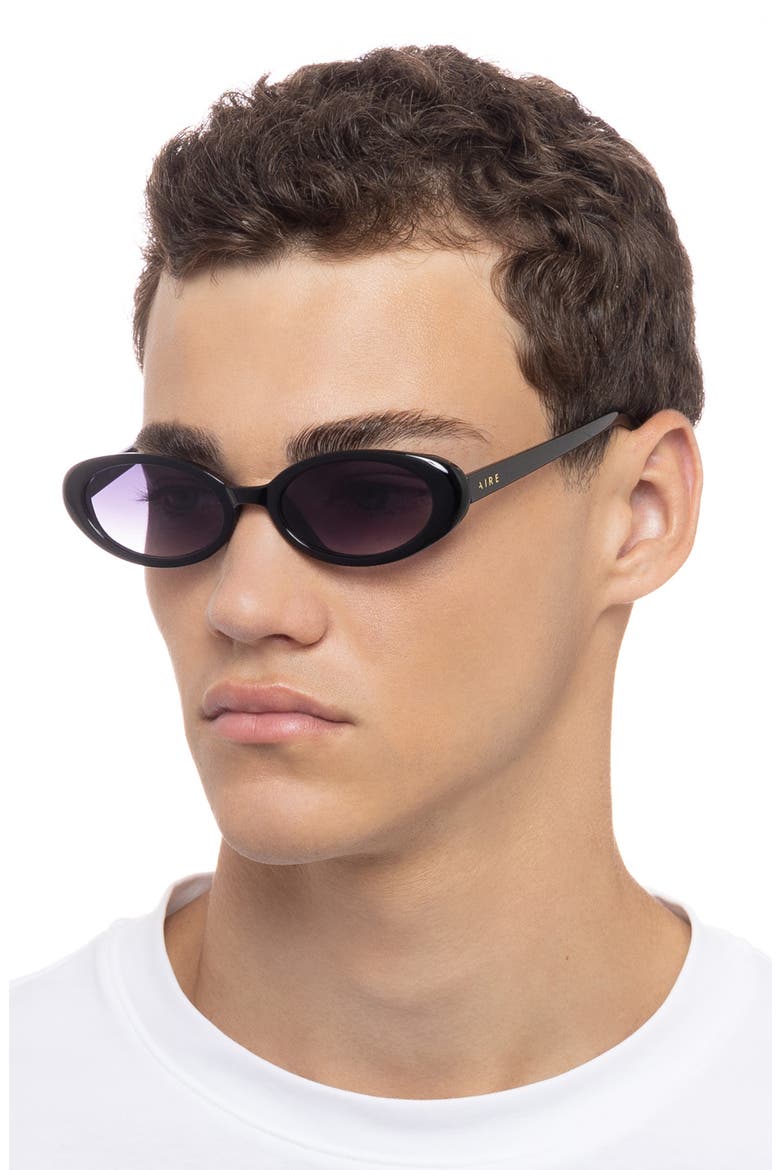 Fornax 53mm Oval Sunglasses, Alternate, color, BLACK