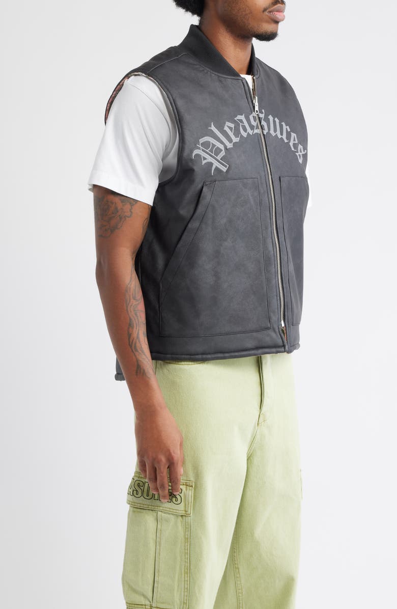 PLEASURES Horns Reversible Faux Leather Vest, Alternate, color, Red / Black