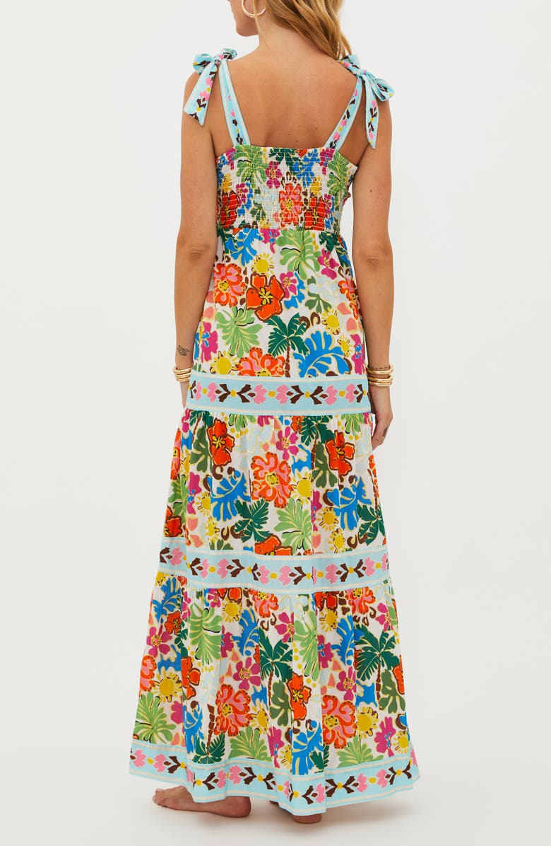 Beach Riot Floral Tie Strap Cotton Maxi Sundress, Alternate, color, Tropical Sands