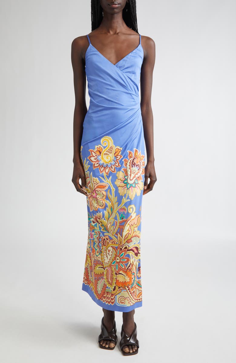 Etro Floral Print Jersey Dress, Main, color, Printed Azure Base