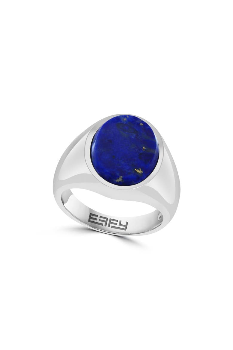 Men's Sterling Silver Lapis Lazuli Signet Ring, Main, color, BLUE