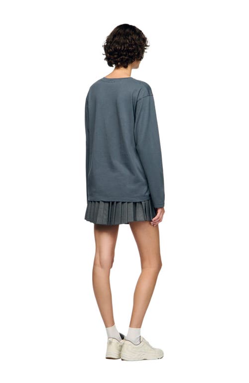 Sandro Ezrane Embroidered Long Sleeve Tee In Gray