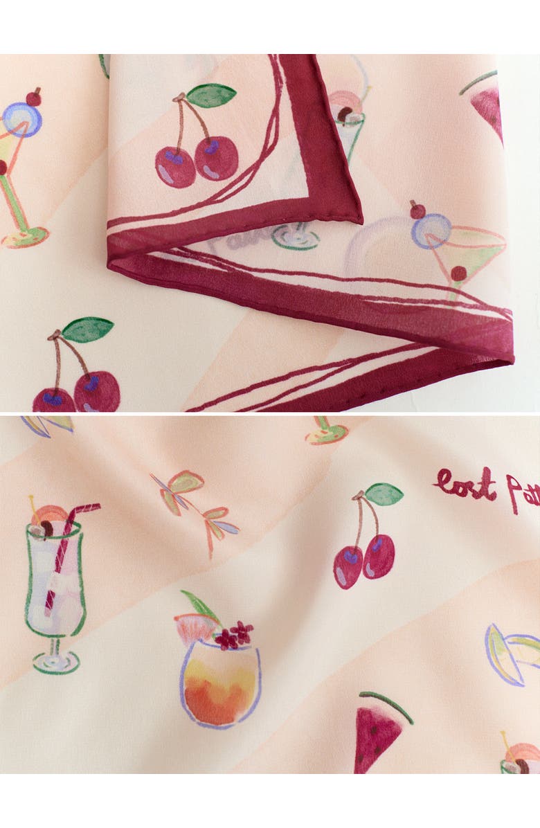 Lost Pattern NYC "Happy Hour" Silk Bandana, Alternate, color, Martini Pink