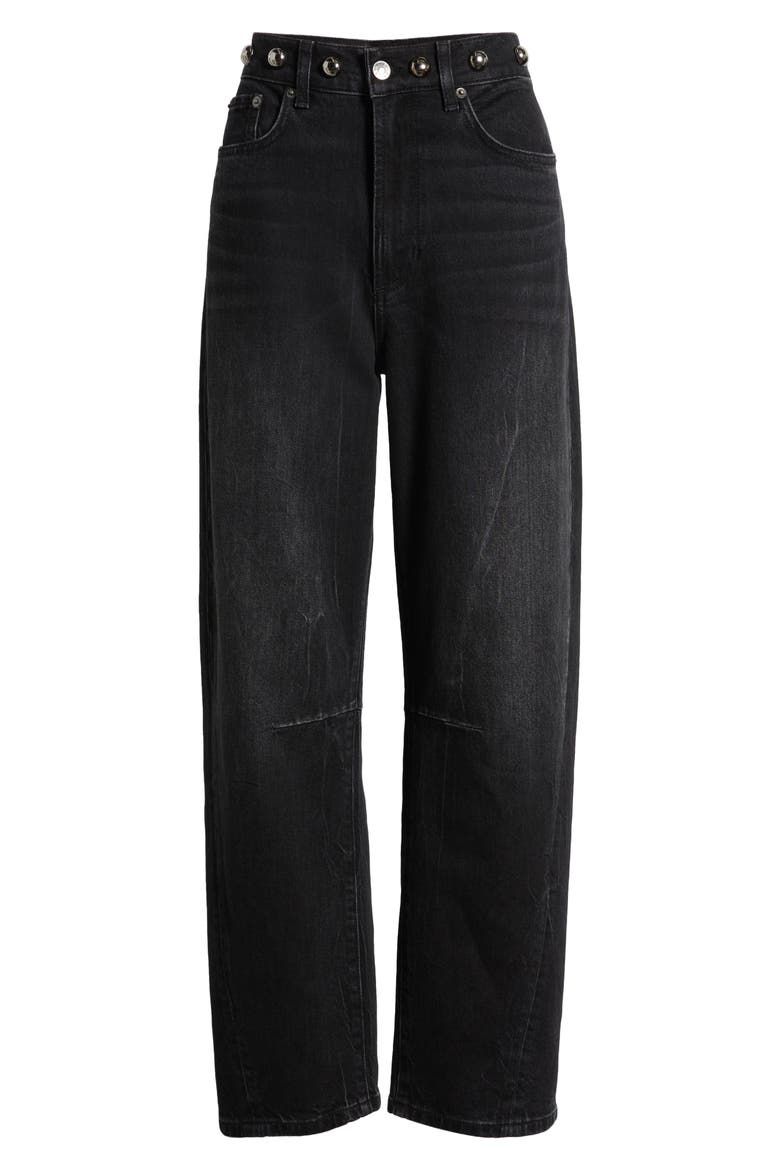 Samo Stud Detail High Waist Jeans, Alternate, color, BLACK STONE STUDDED