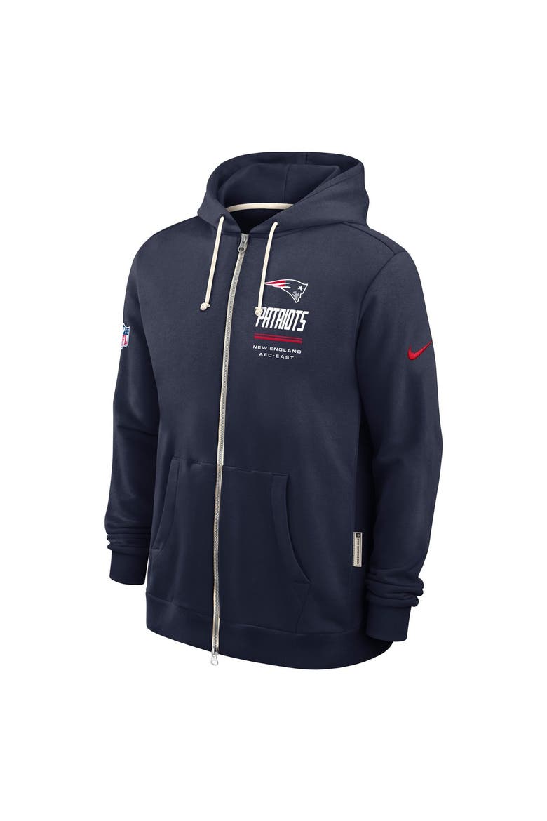 Men's Nike Navy New England Patriots Sideline Standard Issue Quarterback Scramble Dri-FIT Full-Zip Hoodie, Alternate, color, Navy
