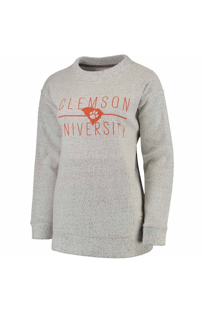 PRESSBOX Women's Pressbox Cream Clemson Tigers Comfy Terry Crew Sweatshirt, Alternate, color, 