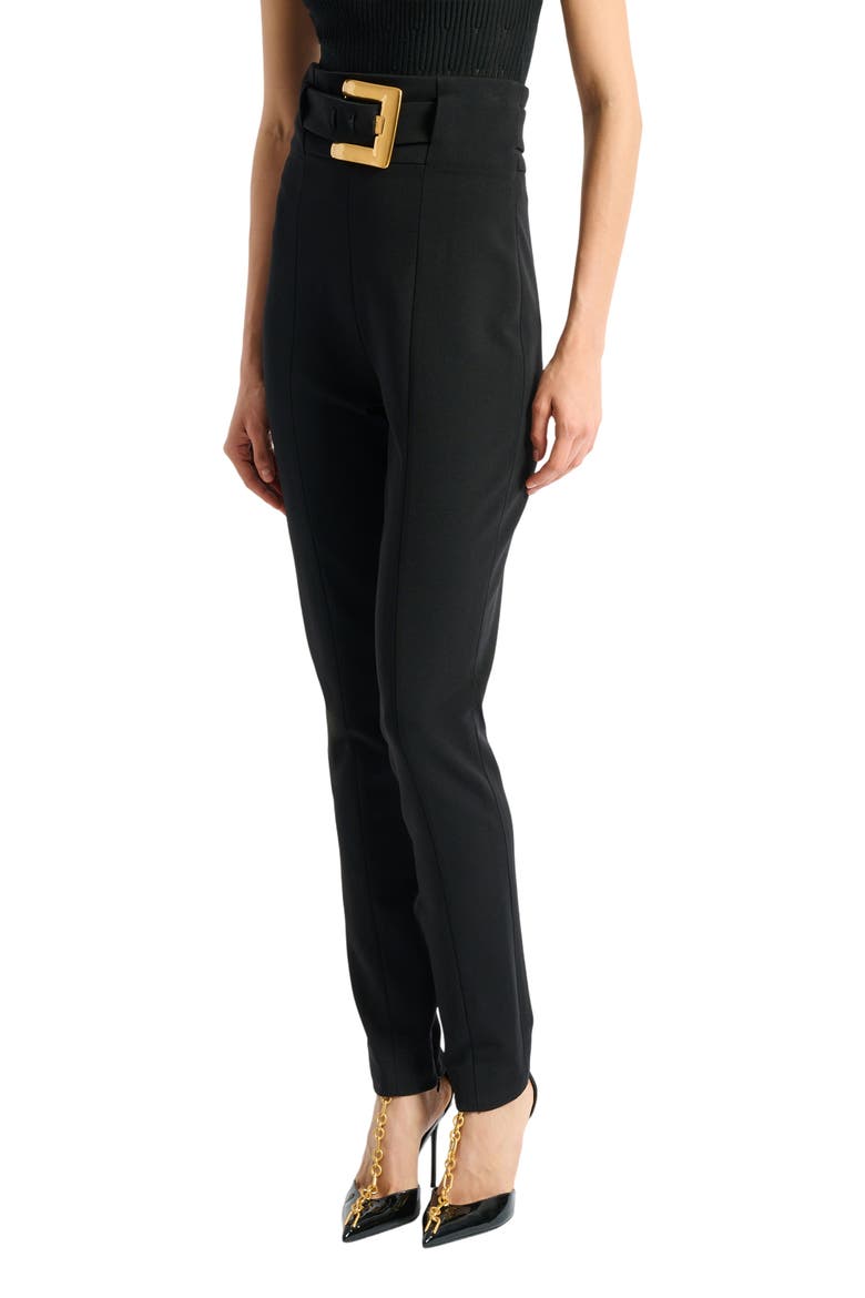 Stretch trousers with belt, Alternate, color, black