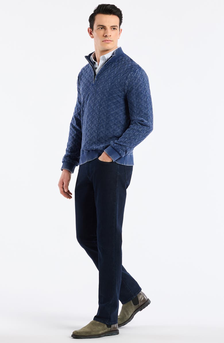 Robert Graham Aubin Basketweave Quarter Zip Sweater, Alternate, color, Navy