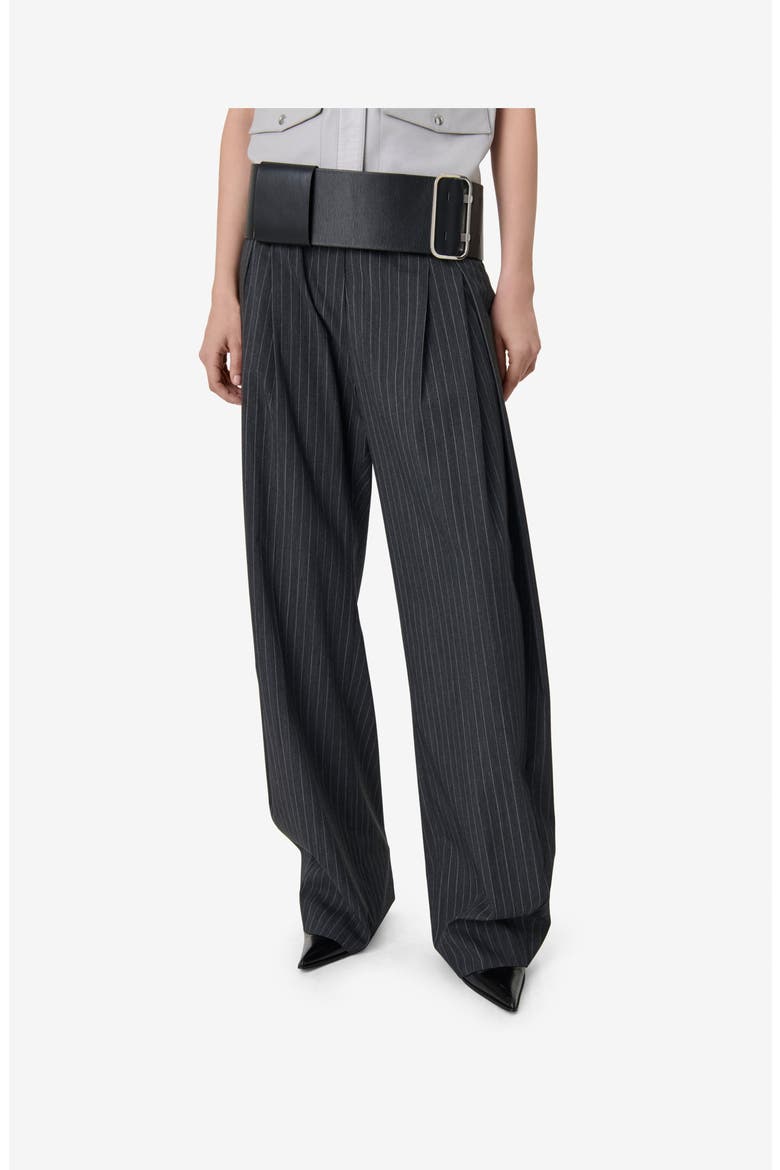 The Kalie Trouser, Alternate, color, DARK GREY PINSTRIPES