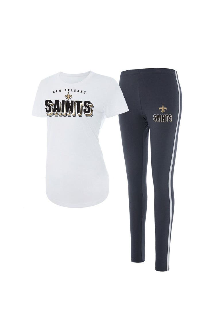 Women's Concepts Sport White/Charcoal New Orleans Saints Sonata T-Shirt & Leggings Set, Main, color, White