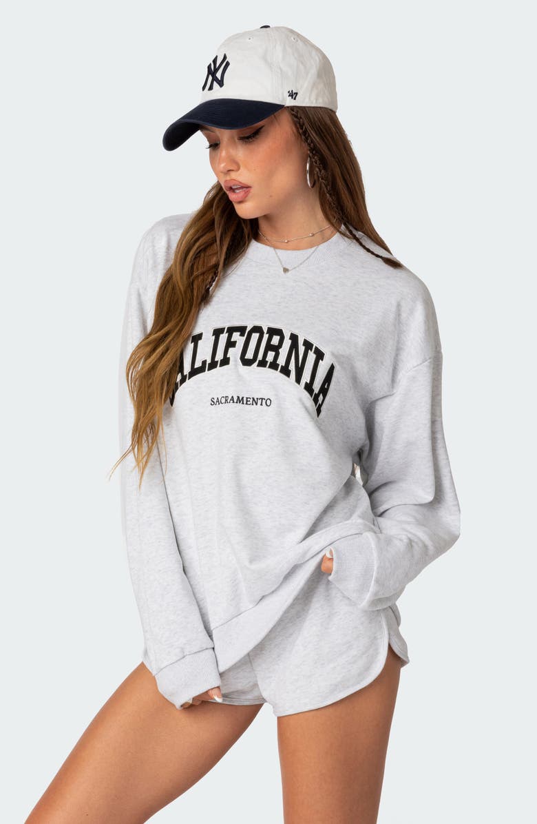 EDIKTED California Oversize Sweatshirt, Alternate, color, Gray-Melange