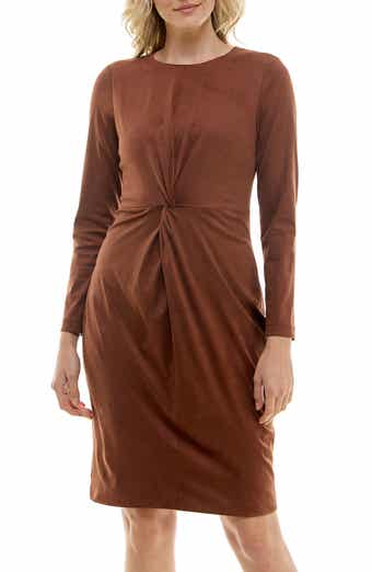 Faux Suede Twist Front Minidress