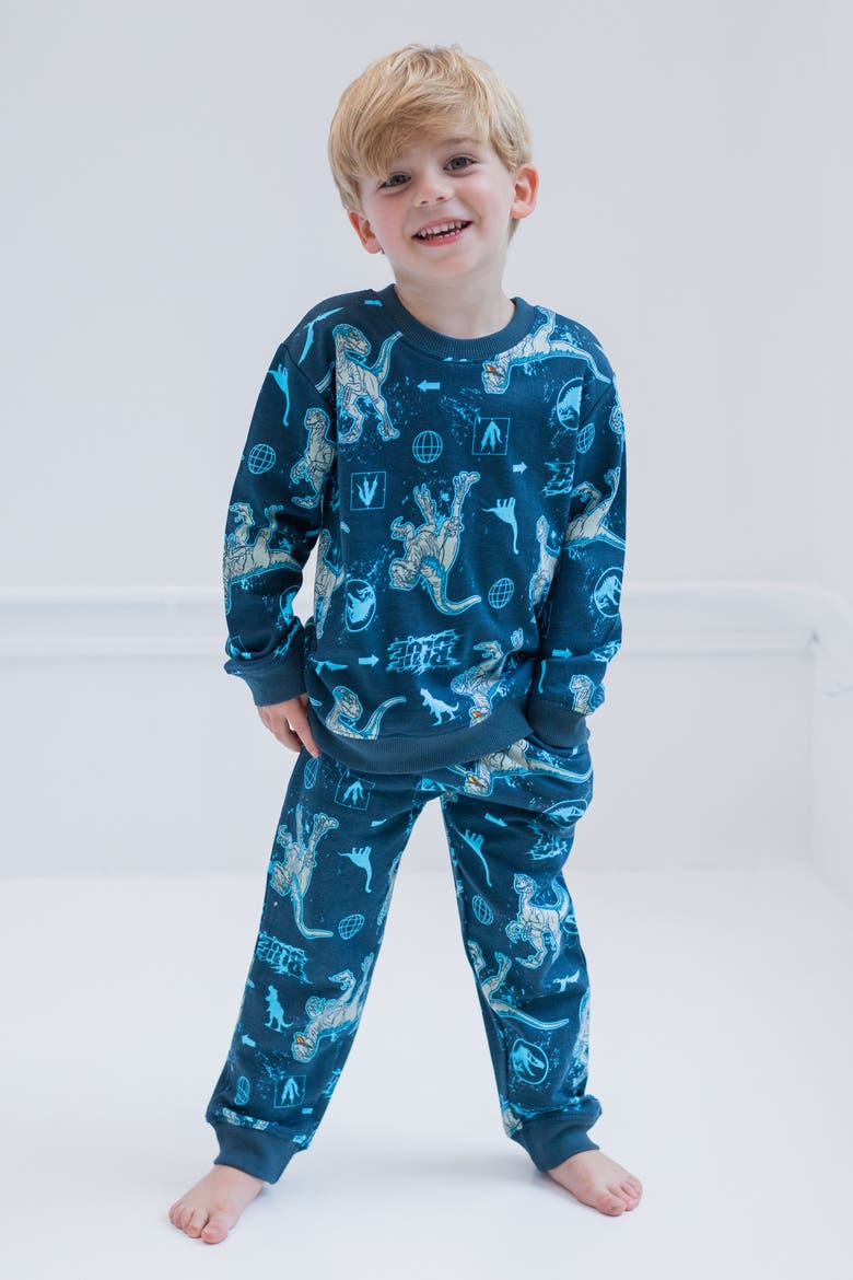 Jurassic Park Blue (Dinosaur) Sweatshirt and French Terry Pants Set, Alternate, color, Blue Raptor Navy