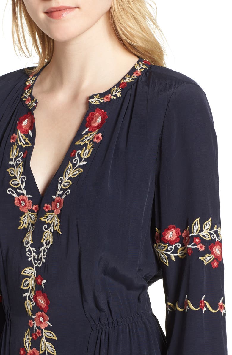 Hinge Embroidered Midi Dress, Alternate, color,