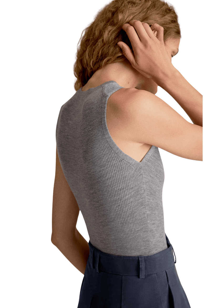 Trina Top - Ribbed Merino, Alternate, color, Gray Melange