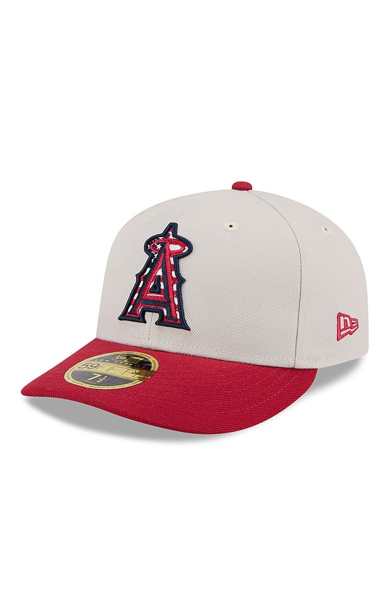 New Era Men's New Era Khaki/Red Los Angeles Angels 2024 Fourth of July Low Profile 59FIFTY Fitted Hat, Alternate, color, Khaki