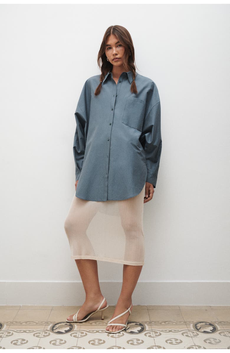 SILK LAUNDRY COTTON SILK ROUND SHIRT SLATE, Alternate, color, Slate