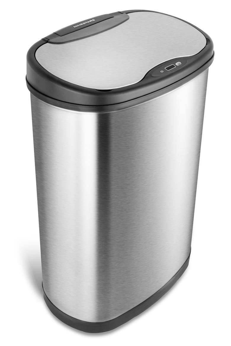 13.2 Gallon Stainless Steel Motion Sensor Trash Can, Main, color, SILVER BLACK